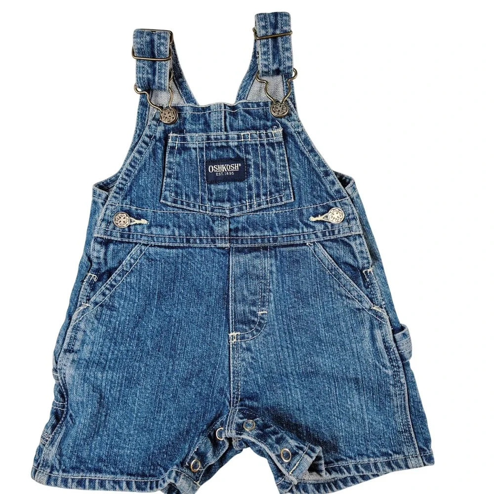 OshKosh B'gosh Baby Boys Denim Shortalls Blue Carpenter Overalls 0-3 Months